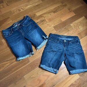 ✨ Dark Wash Long Inseam Denim Shorts Bundle (2 Pairs!) | Sizes 6 & 7